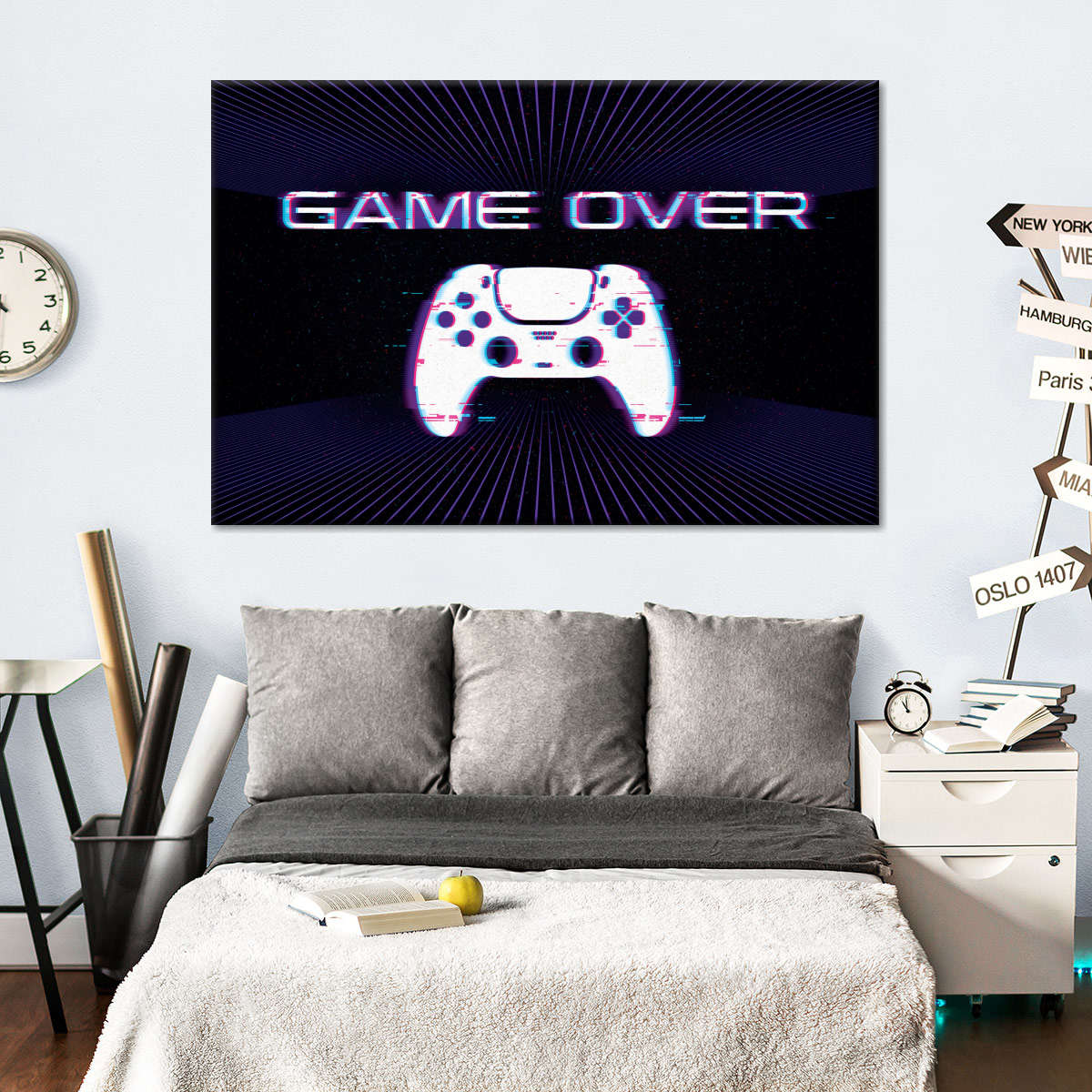 Game Over Controller -Glitch -Wandkunst