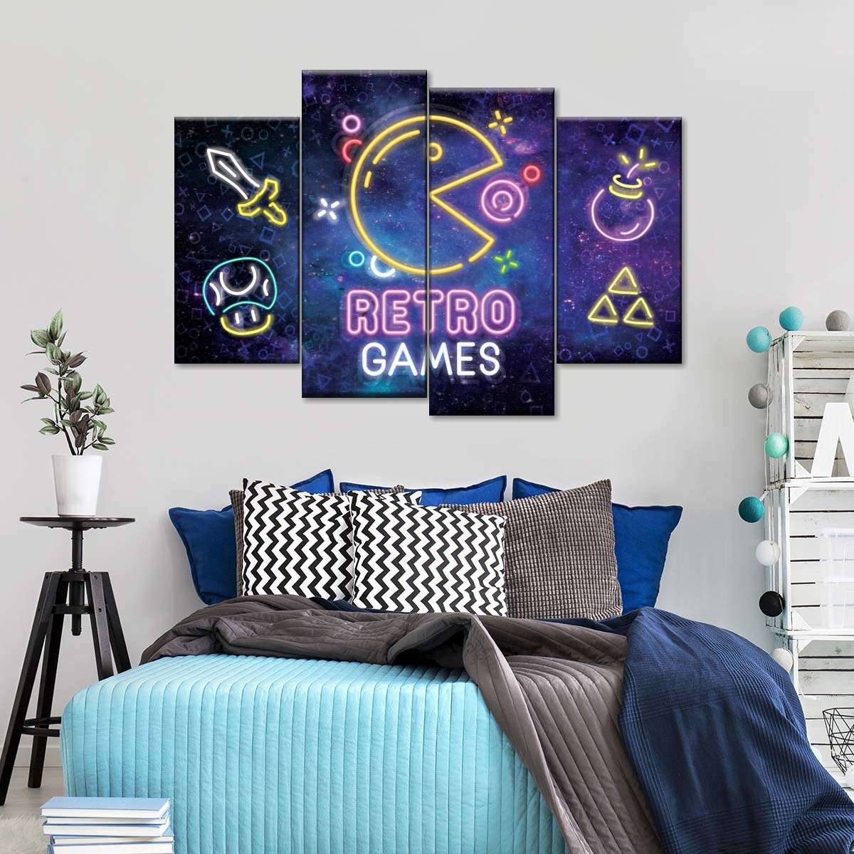 Neon -Retro -Spiele Wandkunst