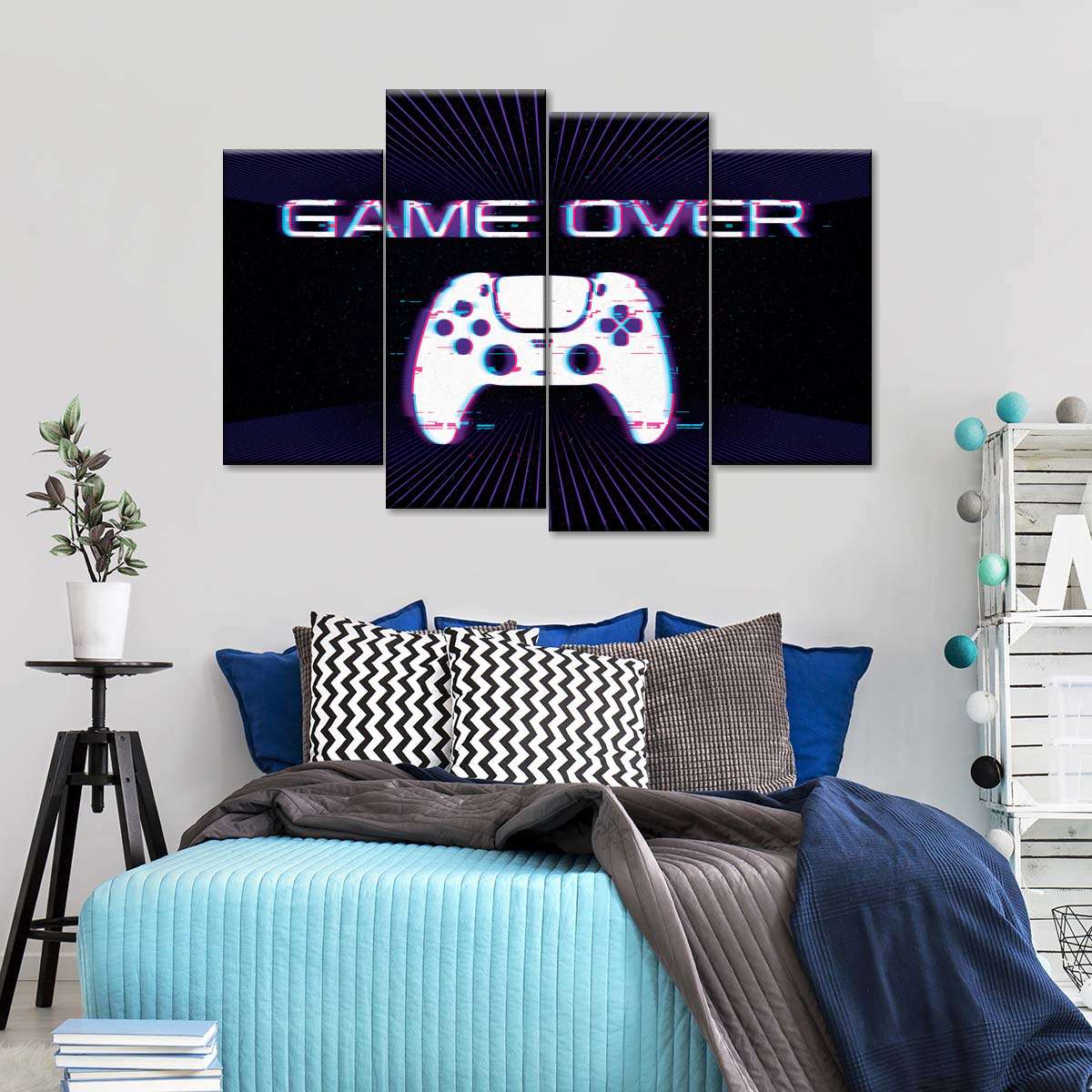 Game Over Controller -Glitch -Wandkunst