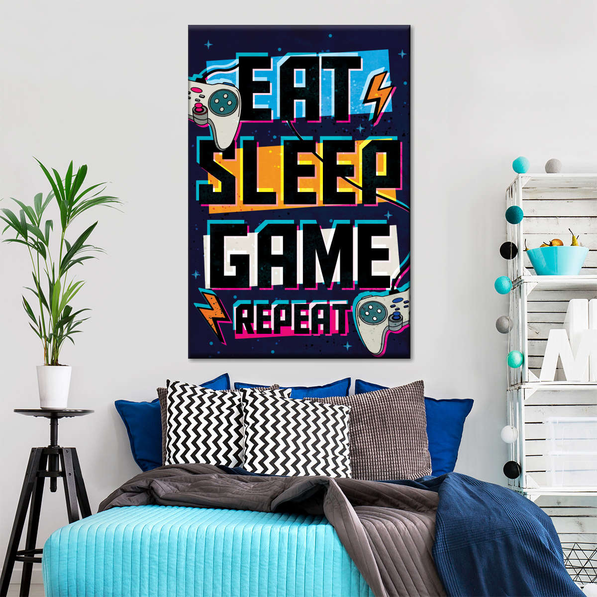 نیند گیم پوسٹر وال آرٹ کھائیں