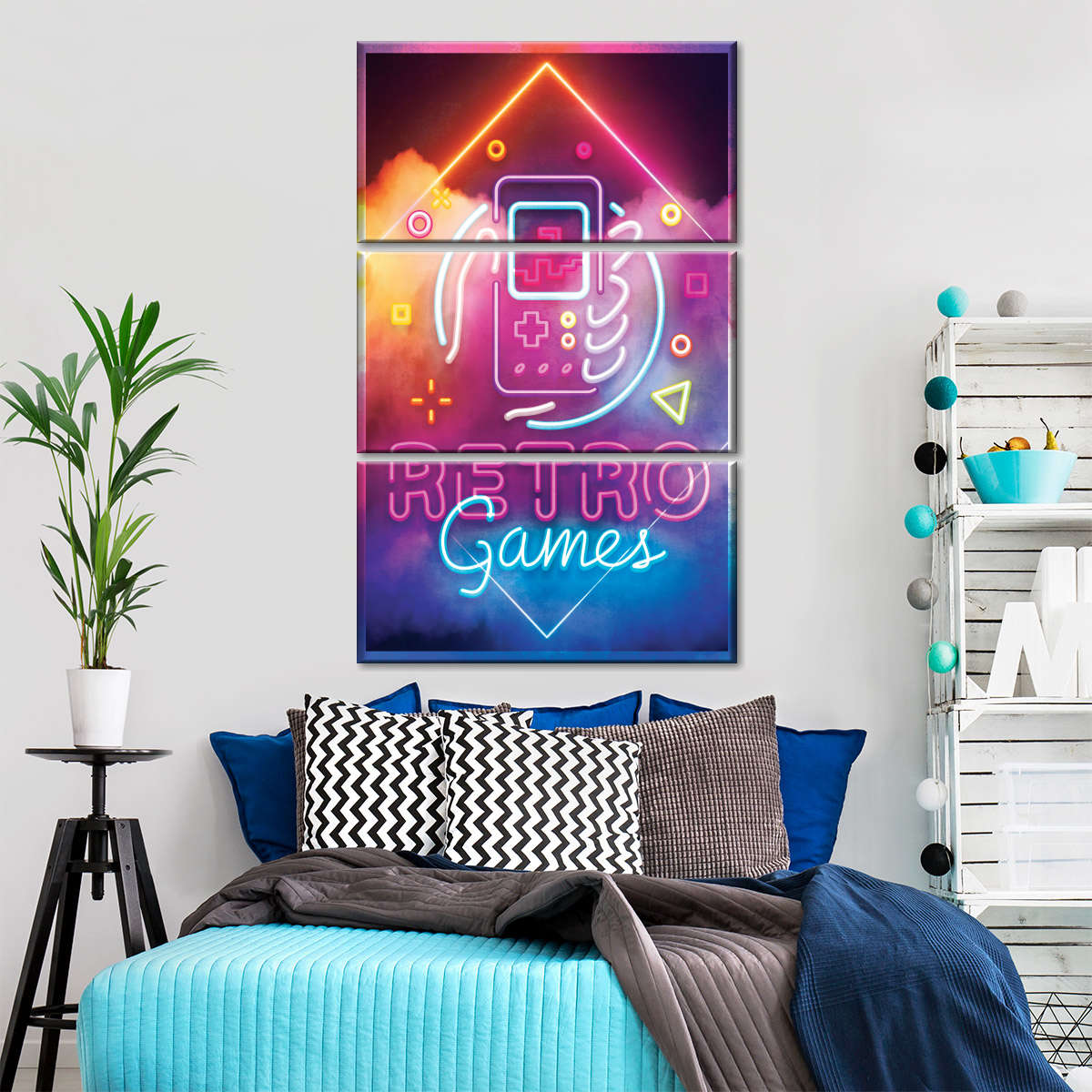 ریٹرو گیمز نیین لائٹ وال آرٹ