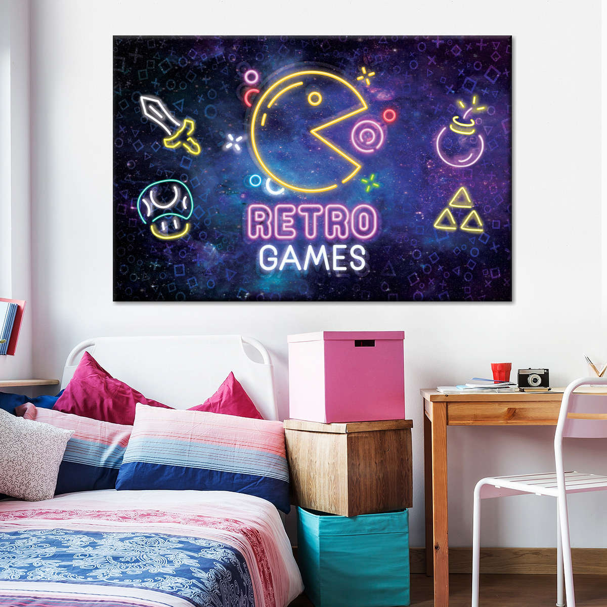 Neon -Retro -Spiele Wandkunst