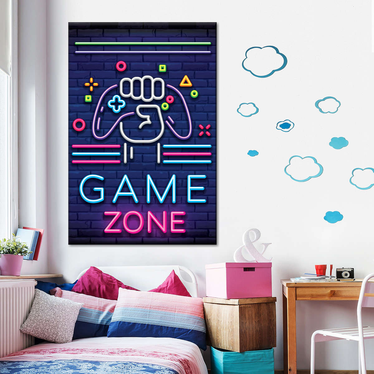 Neon -Spielzone Wandkunst