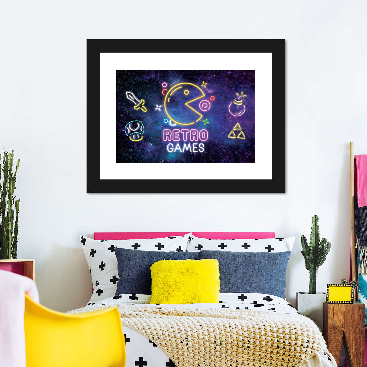 Neon -Retro -Spiele Wandkunst