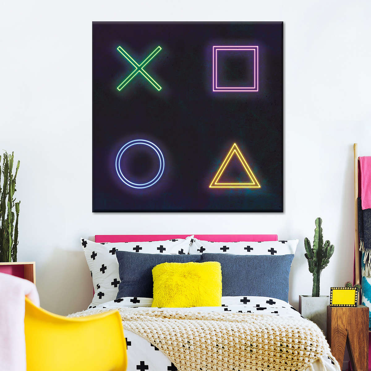 Neon PlayStation Icons Wandkunst