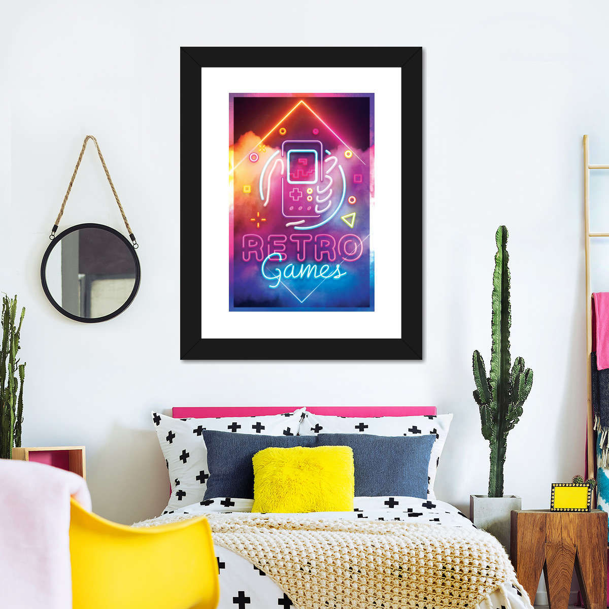 ریٹرو گیمز نیین لائٹ وال آرٹ