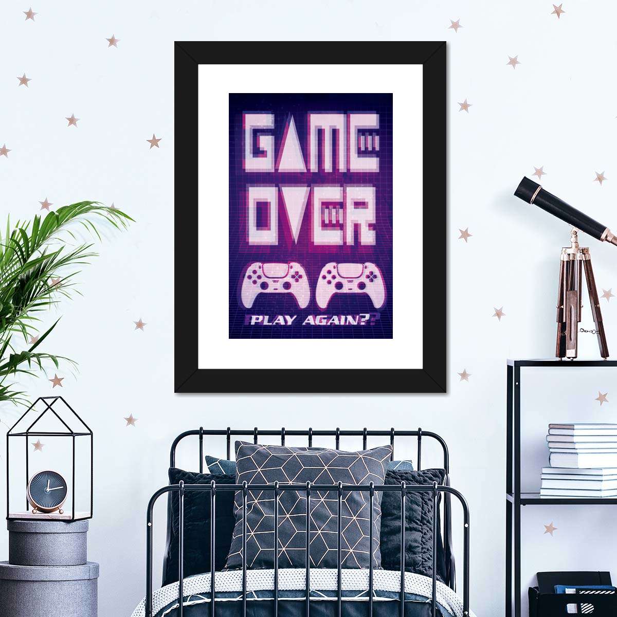 Game Over Play Again Sign Sign Wall Art