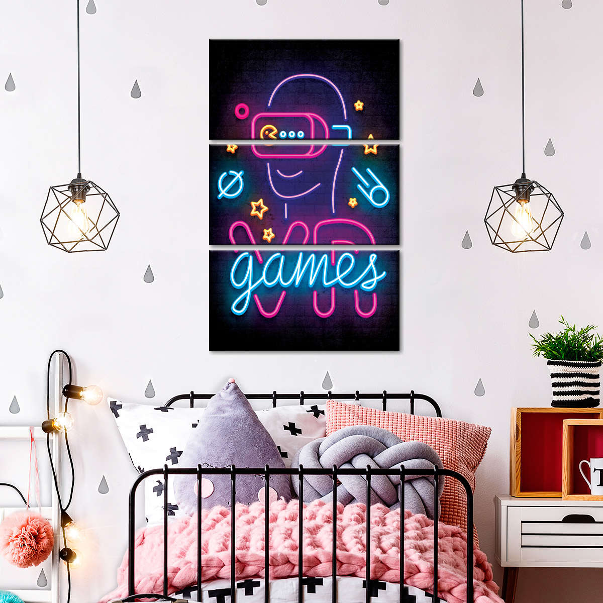 نیون وی آر گیمز وال آرٹ