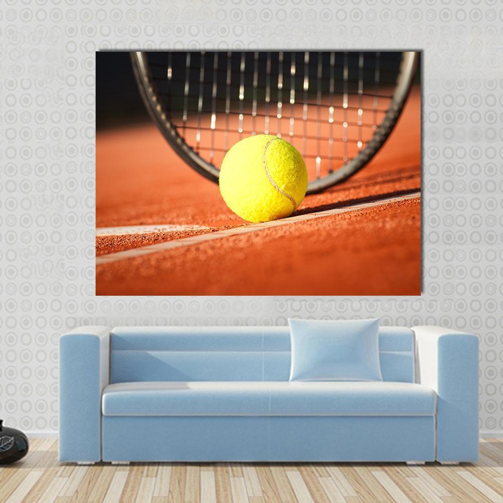 Tennis Ball & Racket Canvas Wall Art-1 Piece-Gallery Wrap-48" x 32"-Tiaracle