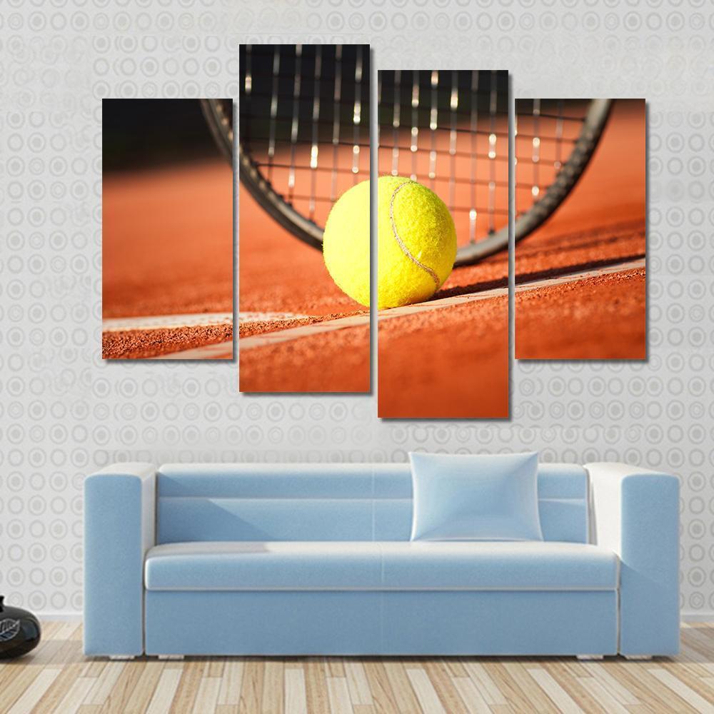 Tennis Ball & Racket Canvas Wall Art-4 Pop-Gallery Wrap-50" x 32"-Tiaracle