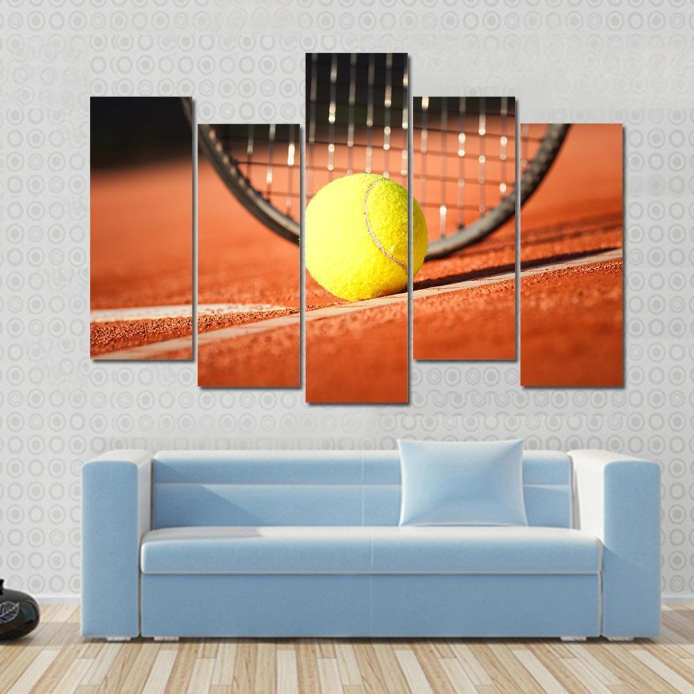 Tennis Ball & Racket Canvas Wall Art-5 Pop-Gallery Wrap-47" x 32"-Tiaracle