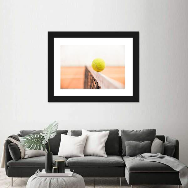 Tennis Ball Hitting Net Canvas Wall Art-1 Piece-Framed Print-20" x 16"-Tiaracle