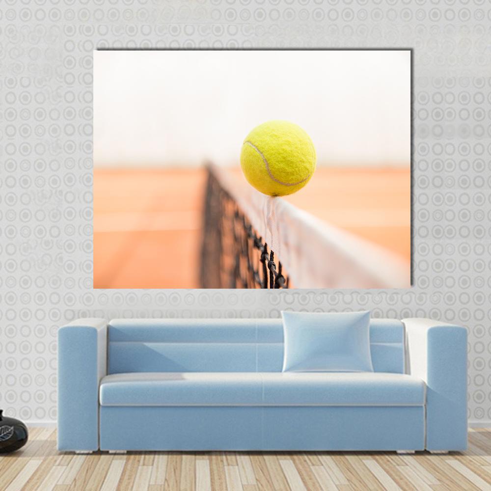 Tennis Ball Hitting Net Canvas Wall Art-1 Piece-Gallery Wrap-48" x 32"-Tiaracle