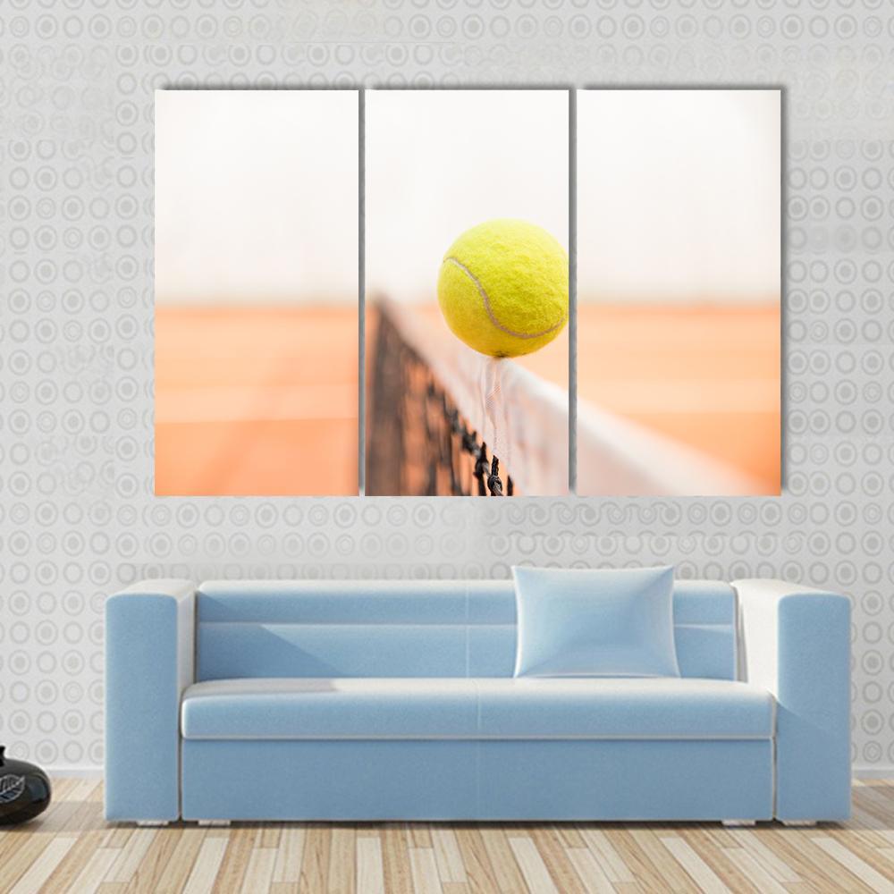 Tennis Ball Hitting Net Canvas Wall Art-3 Horizontal-Gallery Wrap-37" x 24"-Tiaracle