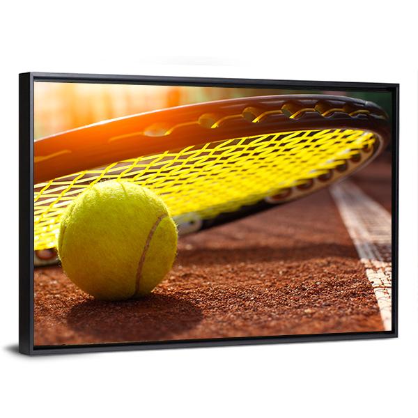 Tennis Ball On A Tennis Court Canvas Wall Art-3 Horizontal-Gallery Wrap-25" x 16"-Tiaracle