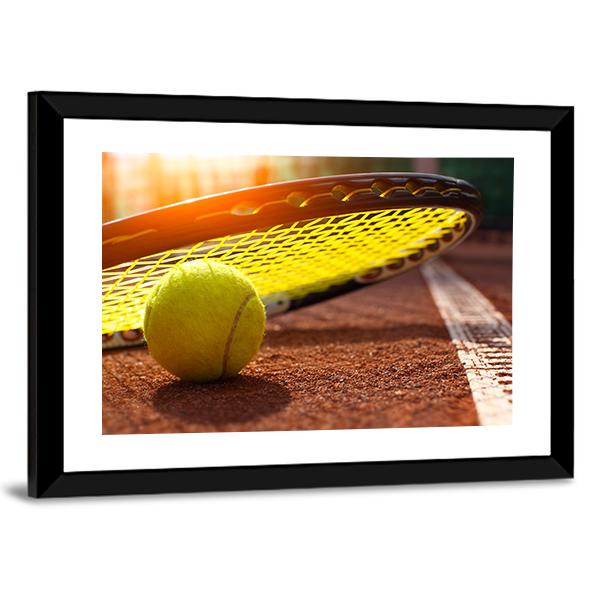 Tennis Ball On A Tennis Court Canvas Wall Art-3 Horizontal-Gallery Wrap-25" x 16"-Tiaracle