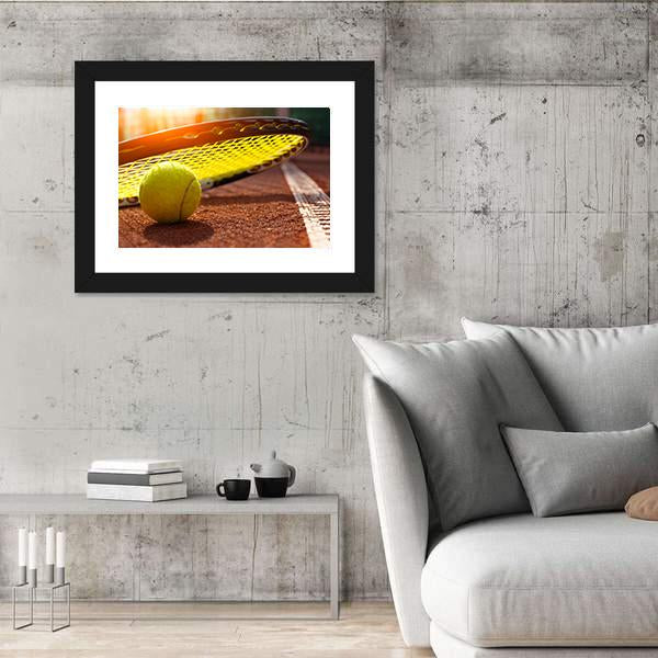 Tennis Ball On A Tennis Court Canvas Wall Art-3 Horizontal-Gallery Wrap-25" x 16"-Tiaracle