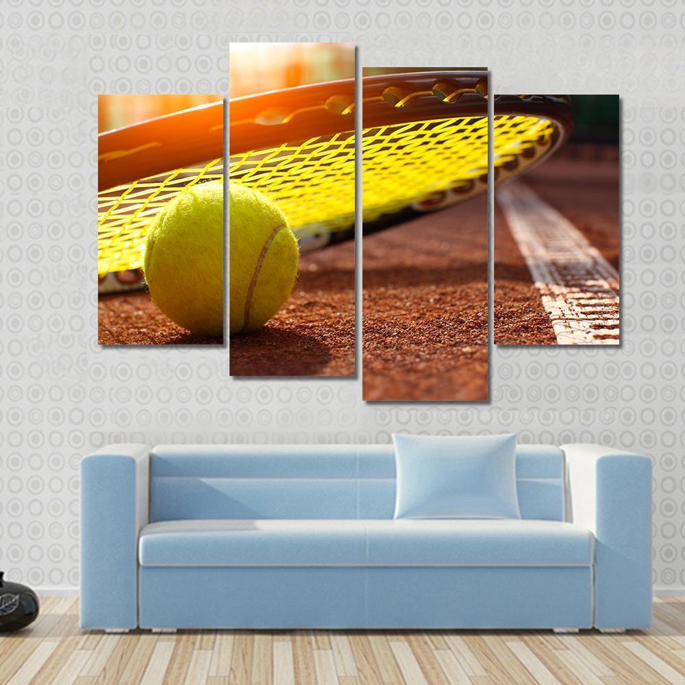 Tennis Ball On A Tennis Court Canvas Wall Art-4 Pop-Gallery Wrap-50" x 32"-Tiaracle