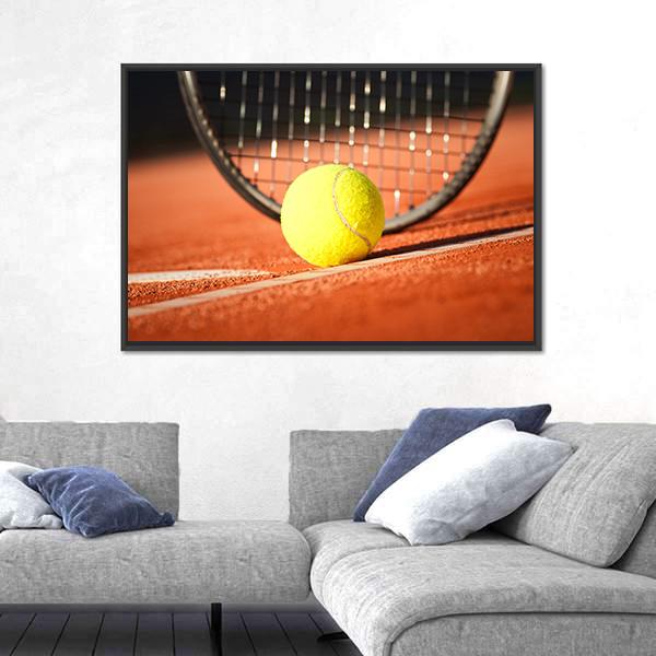 Tennis Ball & Racket Canvas Wall Art-1 Piece-Floating Frame-24" x 16"-Tiaracle