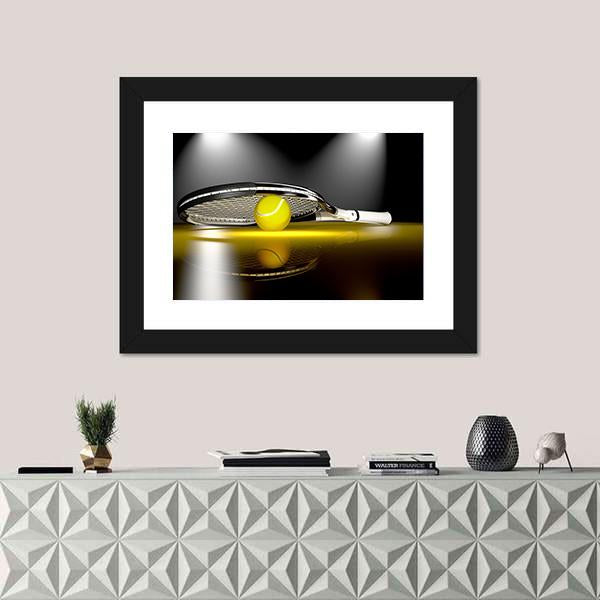 Tennis Ball Under Racket Canvas Wall Art-3 Horizontal-Gallery Wrap-25" x 16"-Tiaracle