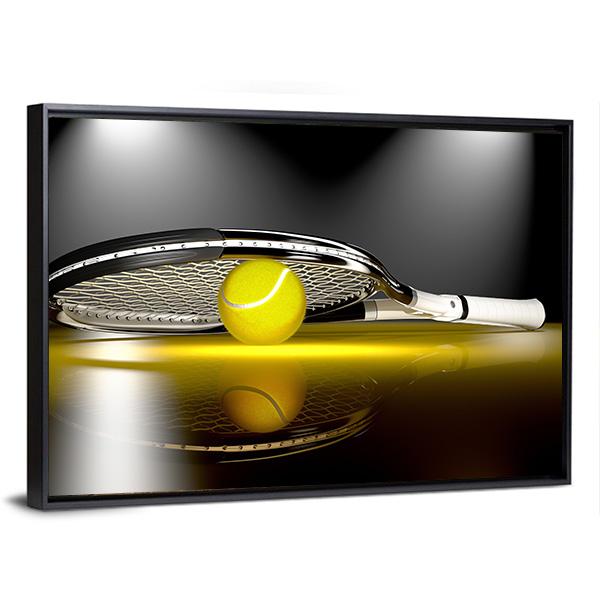 Tennis Ball Under Racket Canvas Wall Art-3 Horizontal-Gallery Wrap-25" x 16"-Tiaracle