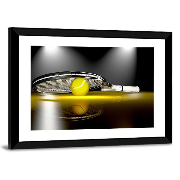 Tennis Ball Under Racket Canvas Wall Art-3 Horizontal-Gallery Wrap-25" x 16"-Tiaracle