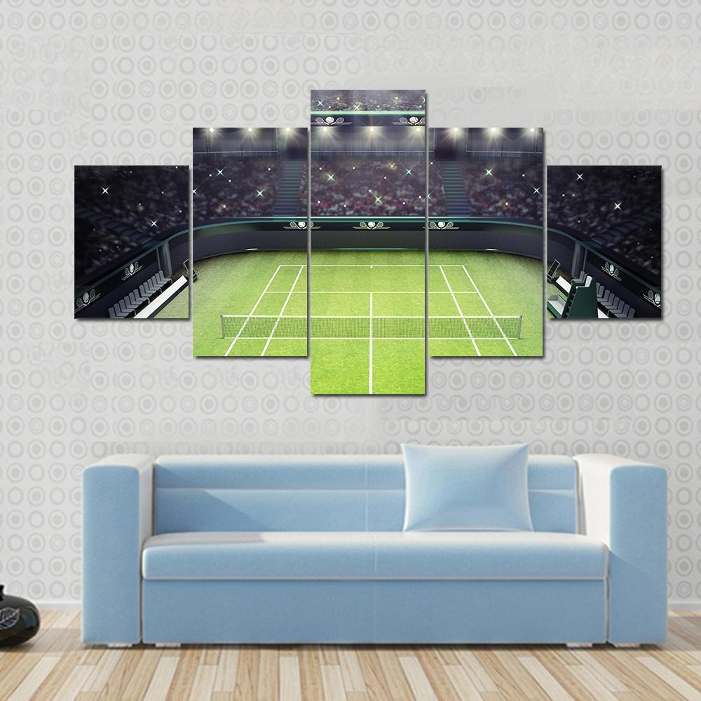 Tennis Stadium Canvas Wall Art-5 Star-Gallery Wrap-62" x 32"-Tiaracle