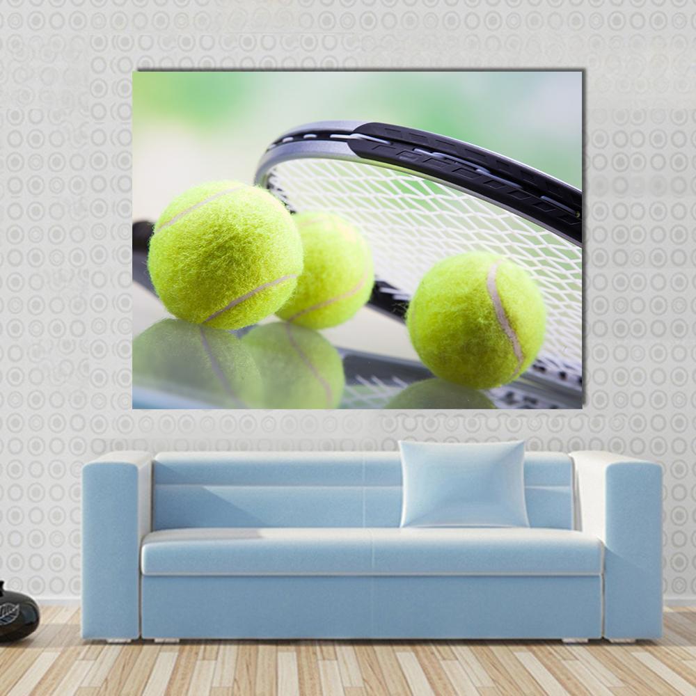 Tennis Racket & Ball Canvas Wall Art-1 Piece-Gallery Wrap-48" x 32"-Tiaracle