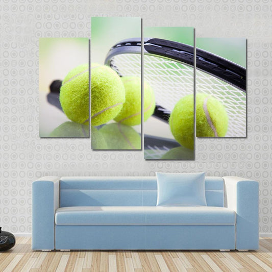 Tennis Racket & Ball Canvas Wall Art-4 Pop-Gallery Wrap-50" x 32"-Tiaracle