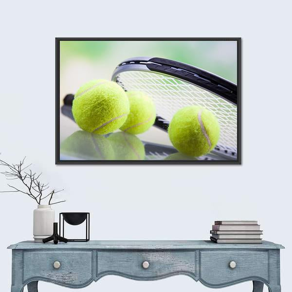 Tennis Racket & Ball Canvas Wall Art-3 Horizontal-Gallery Wrap-25" x 16"-Tiaracle