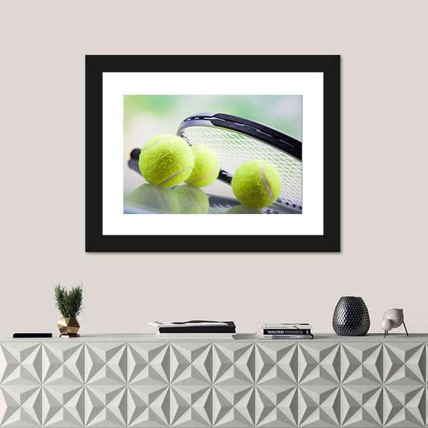 Tennis Racket & Ball Canvas Wall Art-3 Horizontal-Gallery Wrap-25" x 16"-Tiaracle