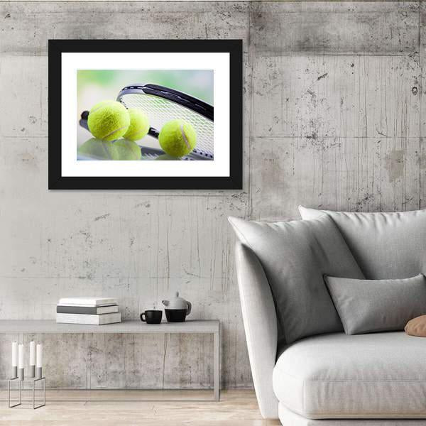 Tennis Racket & Ball Canvas Wall Art-3 Horizontal-Gallery Wrap-25" x 16"-Tiaracle