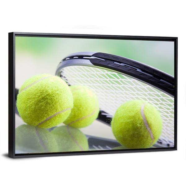 Tennis Racket & Ball Canvas Wall Art-3 Horizontal-Gallery Wrap-25" x 16"-Tiaracle