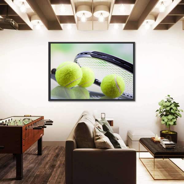 Tennis Racket & Ball Canvas Wall Art-3 Horizontal-Gallery Wrap-25" x 16"-Tiaracle