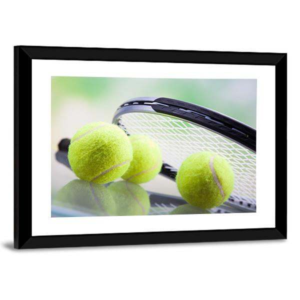 Tennis Racket & Ball Canvas Wall Art-3 Horizontal-Gallery Wrap-25" x 16"-Tiaracle