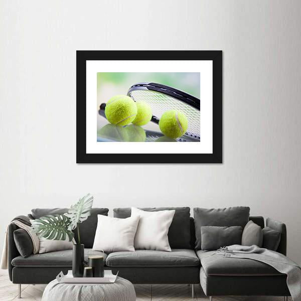 Tennis Racket & Ball Canvas Wall Art-1 Piece-Framed Print-20" x 16"-Tiaracle