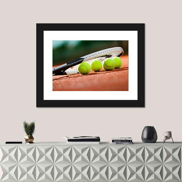 Tennis Racket & Balls Canvas Wall Art-3 Horizontal-Gallery Wrap-25" x 16"-Tiaracle