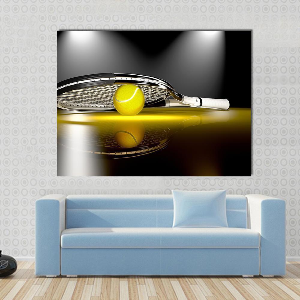 Tennis Ball Under Racket Canvas Wall Art-1 Piece-Gallery Wrap-48" x 32"-Tiaracle