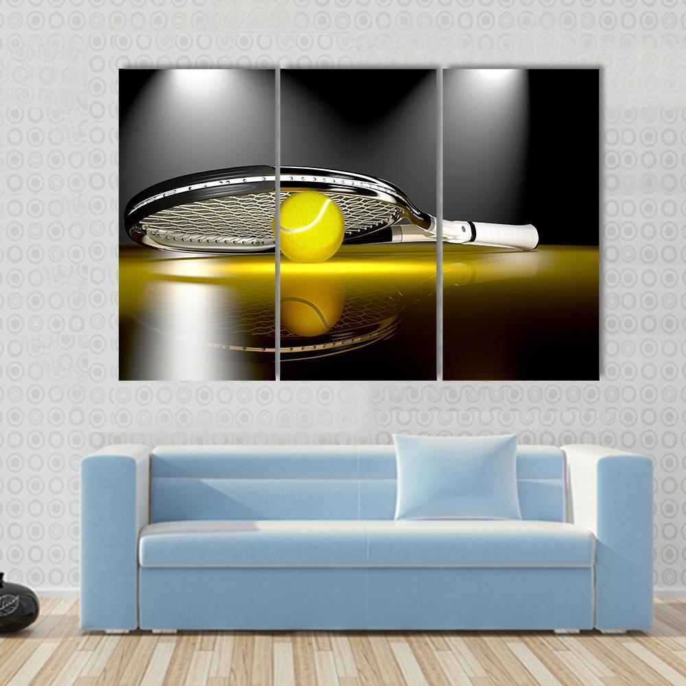 Tennis Ball Under Racket Canvas Wall Art-3 Horizontal-Gallery Wrap-37" x 24"-Tiaracle