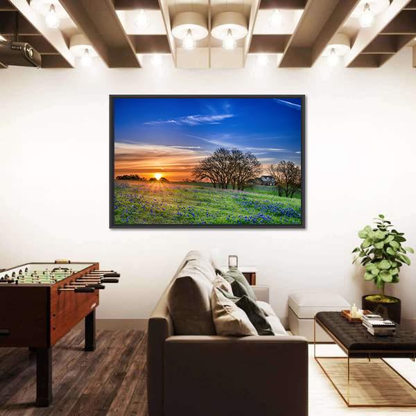 Texas Bluebonnet Field Canvas Wall Art-3 Horizontal-Gallery Wrap-25" x 16"-Tiaracle