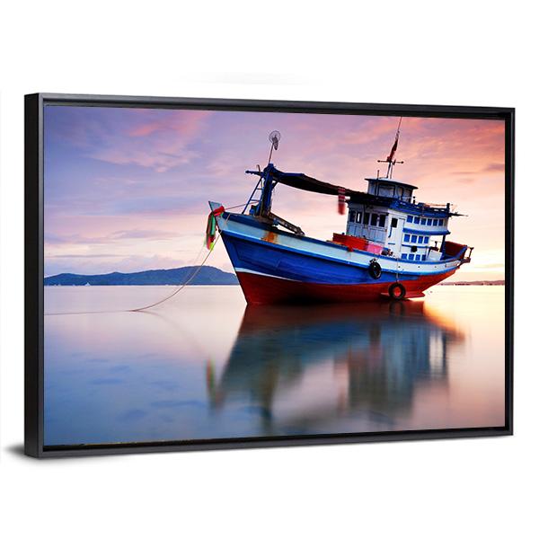 Thai Fishing Boat Canvas Wall Art-3 Horizontal-Gallery Wrap-25" x 16"-Tiaracle