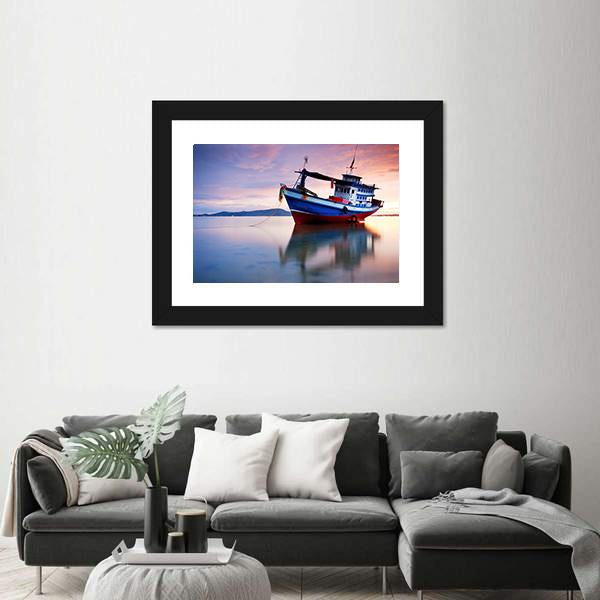 Thai Fishing Boat Canvas Wall Art-1 Piece-Framed Print-20" x 16"-Tiaracle