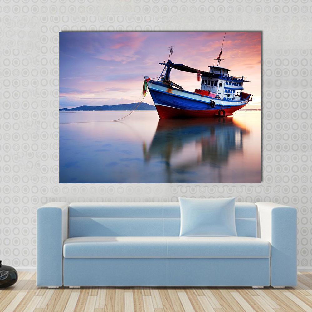 Thai Fishing Boat Canvas Wall Art-1 Piece-Gallery Wrap-48" x 32"-Tiaracle