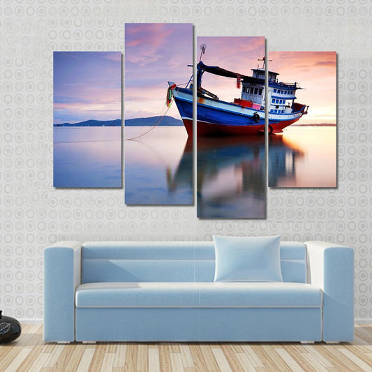 Thai Fishing Boat Canvas Wall Art-4 Pop-Gallery Wrap-50" x 32"-Tiaracle