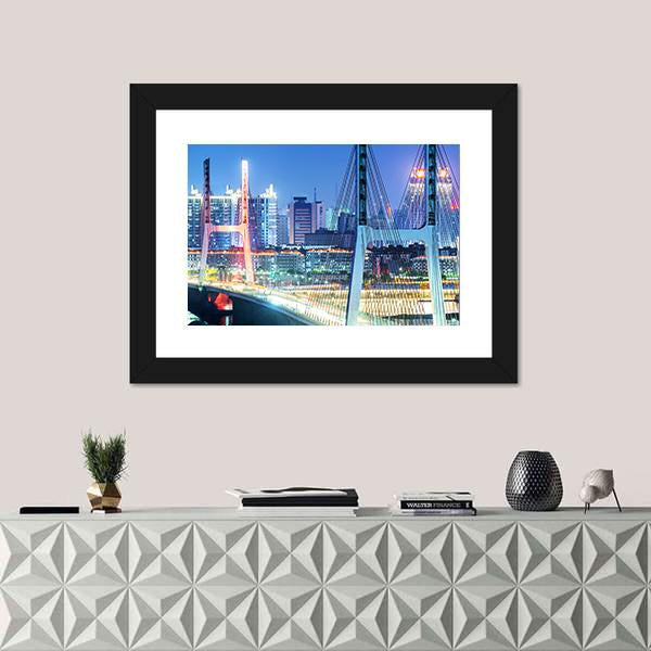 The Bridge In Shanghai Canvas Wall Art-1 Piece-Framed Print-20" x 16"-Tiaracle