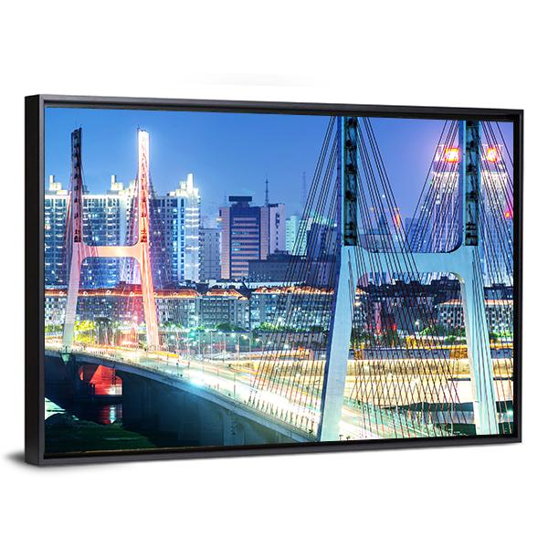 The Bridge In Shanghai Canvas Wall Art-3 Horizontal-Gallery Wrap-25" x 16"-Tiaracle