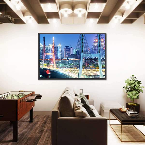 The Bridge In Shanghai Canvas Wall Art-3 Horizontal-Gallery Wrap-25" x 16"-Tiaracle