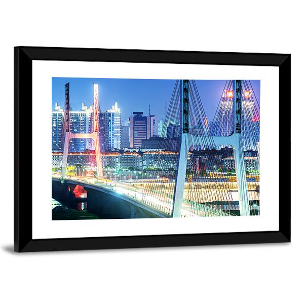 The Bridge In Shanghai Canvas Wall Art-3 Horizontal-Gallery Wrap-25" x 16"-Tiaracle