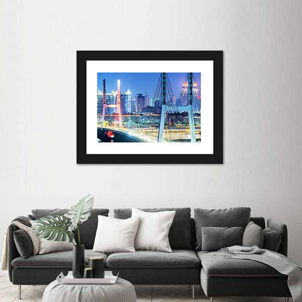 The Bridge In Shanghai Canvas Wall Art-3 Horizontal-Gallery Wrap-25" x 16"-Tiaracle