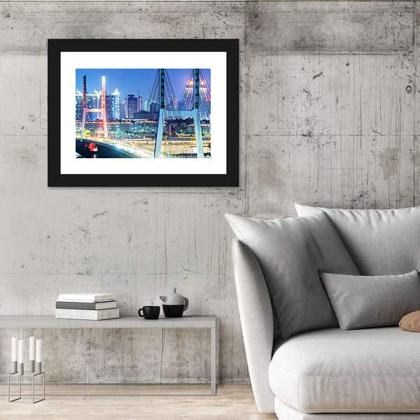 The Bridge In Shanghai Canvas Wall Art-3 Horizontal-Gallery Wrap-25" x 16"-Tiaracle